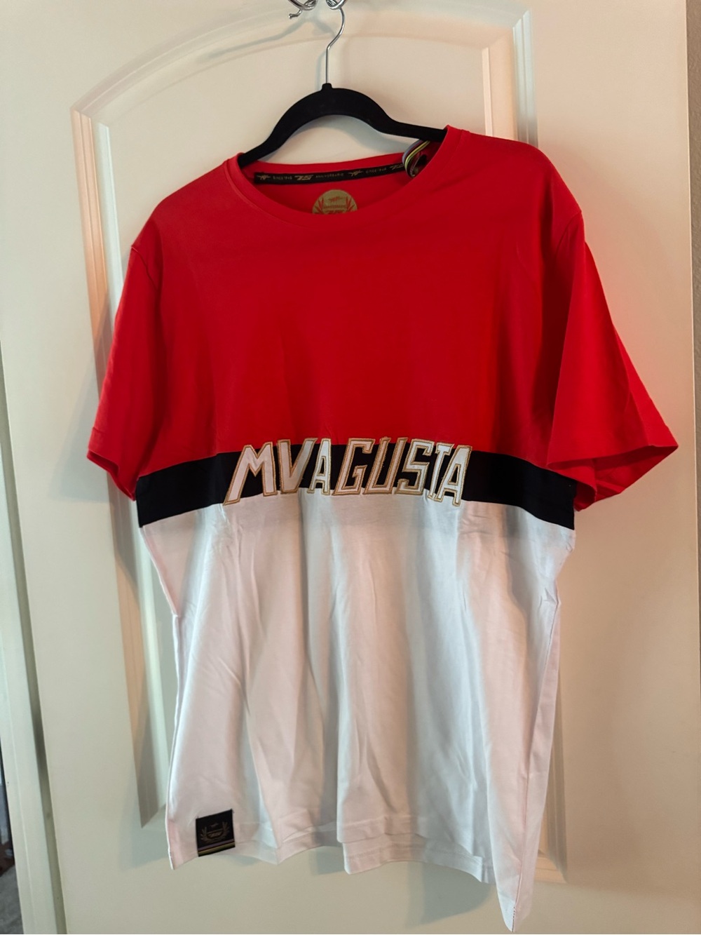 MV Agusta Colorblock Logo Tee in Red, Black, White